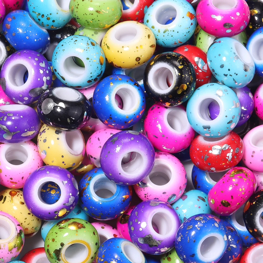 20 Stück bunte, gold- und silberfarbene Acryl-Abstandsperlen mit großem Loch, runde Abakus-Radperlen für DIY-Schmuckherstellungszubehör – Detail 4
