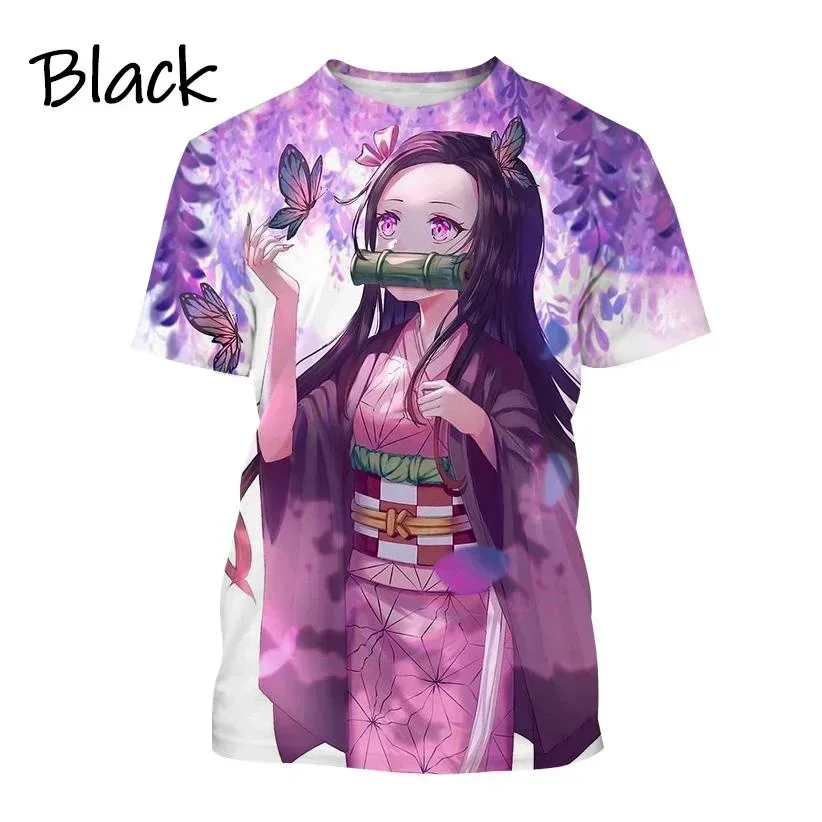 2025 New Summer Kamado Nezuko 3D Personality Anime Print T Shirt Men and Women Demon Slaye Short-sleeved Hip-hop Harajuku Tops