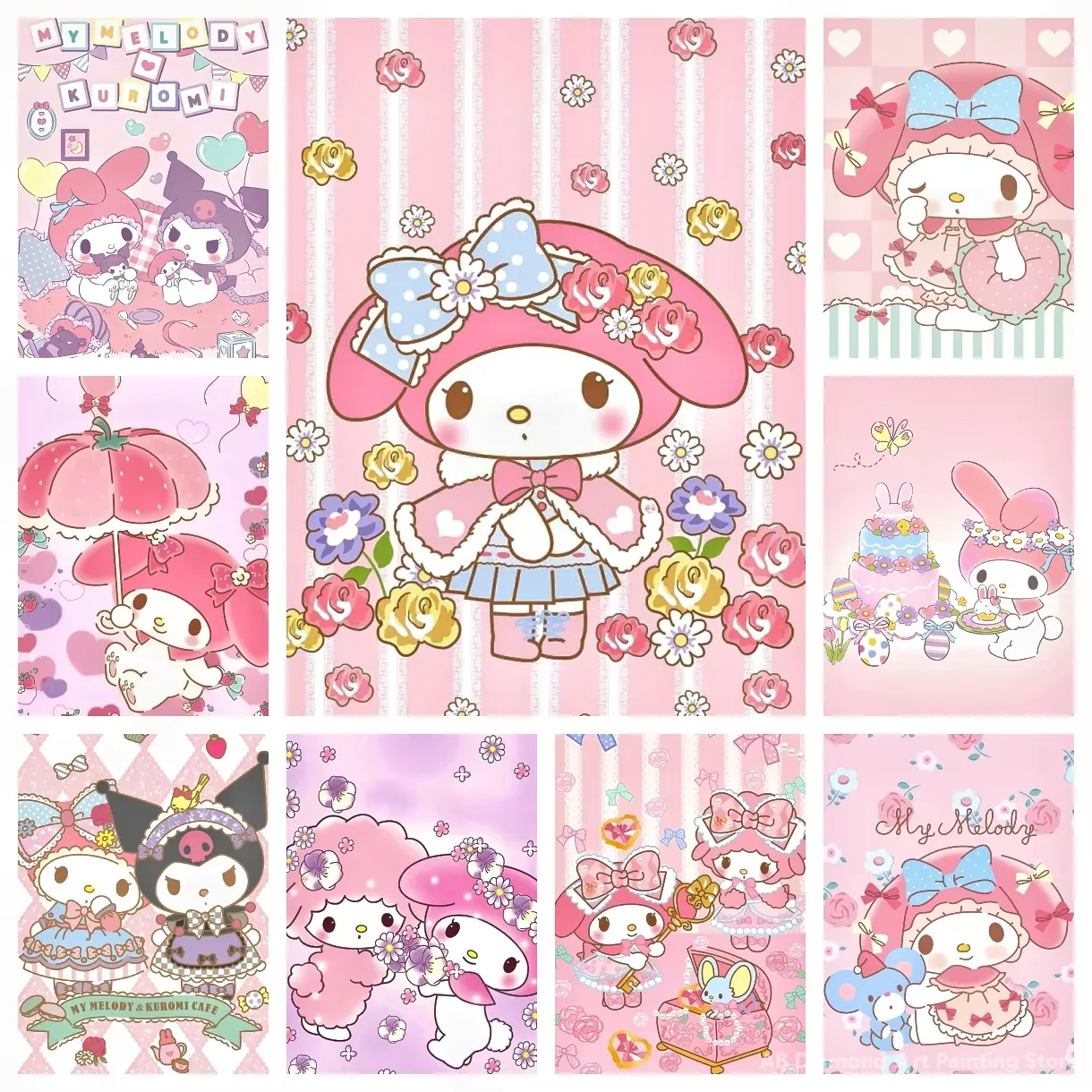 Diamantmalerei My Melody Sanrio Diamantmosaik Handgemachte Kunst Exquisites Kreatives Geschenk Heimdekoration