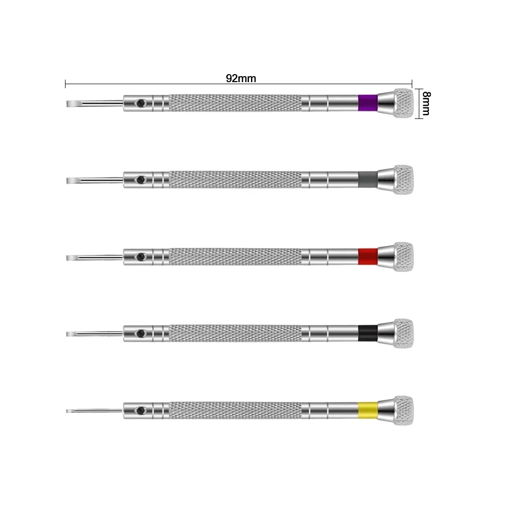 5 Stuks 0.6Mm-2.0Mm Horlogemakers Precisie Schroevendraaiers Horloge Bril Platte Mes Kleine Accessoires Reparatie Schroefgereedschap