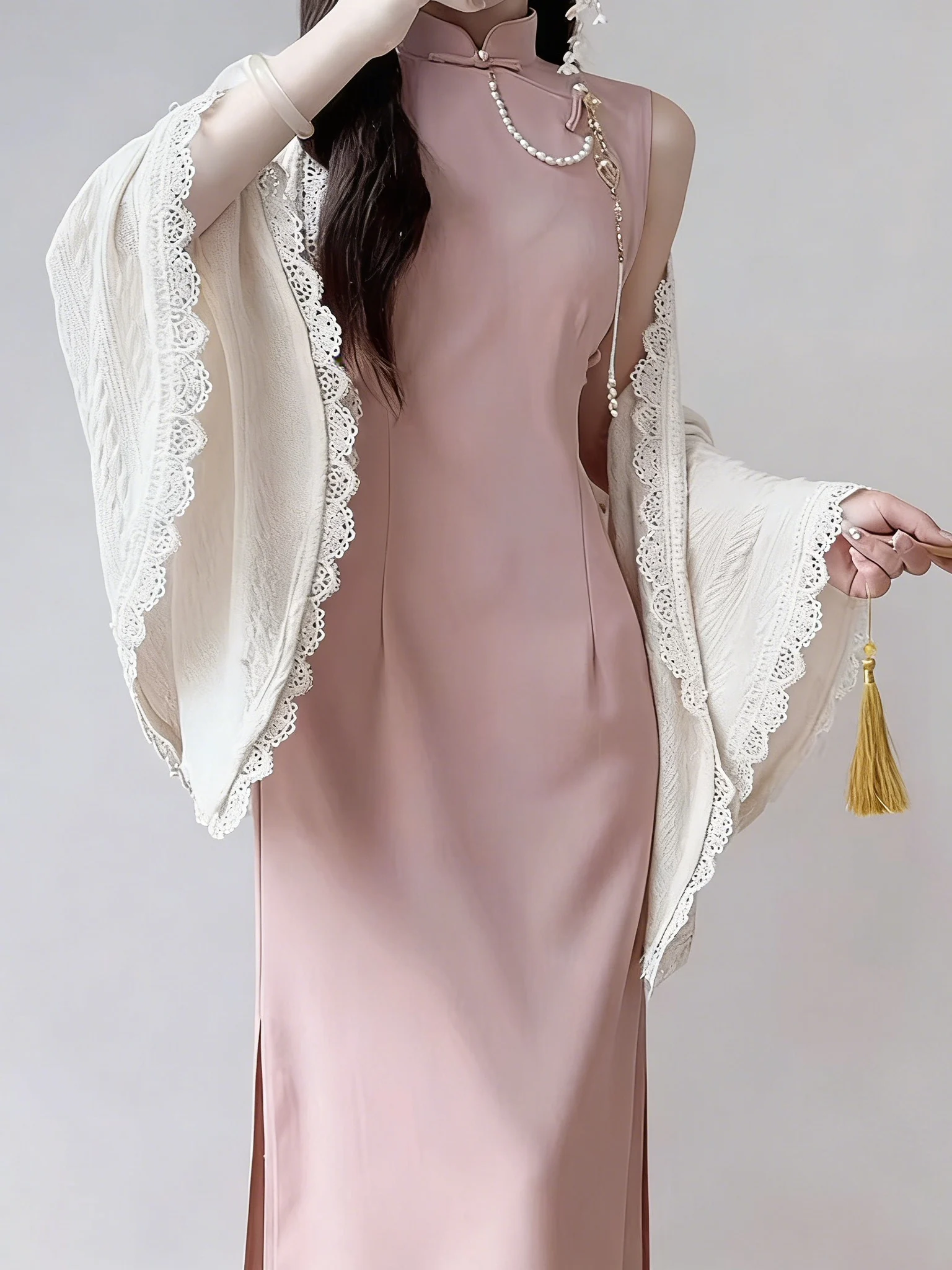 

Ting Yue Ling New 2026 Young Sle Reformed Chinese Dr Pink Summer Elely Simple Long Qipao for Daily Wear