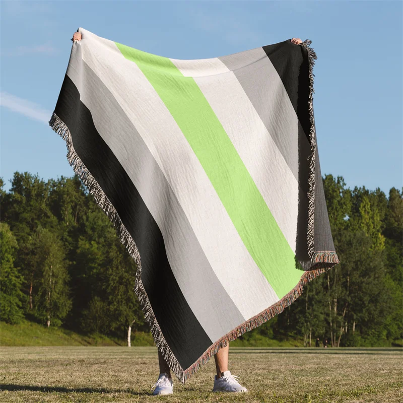 

Aertemisi Agender Pride Flag LGBT Rainbow Jacquard Fringed Woven Throw Blanket