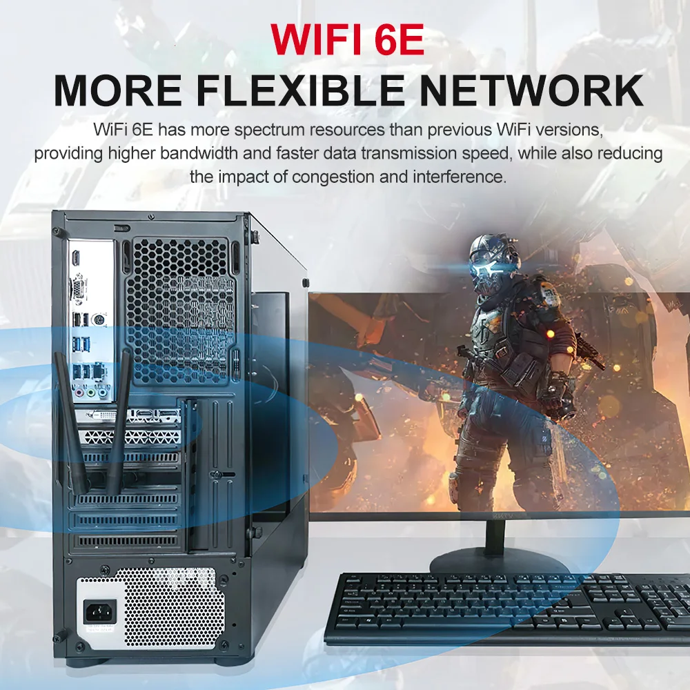 Tarjeta de red inalámbrica para escritorio, adaptador PCI Express 802.11AX Intel AX210, WiFi 6E, Bluetooth 5,3, PCI-E, 2,4G, 5G, 6G, 5374Mbps