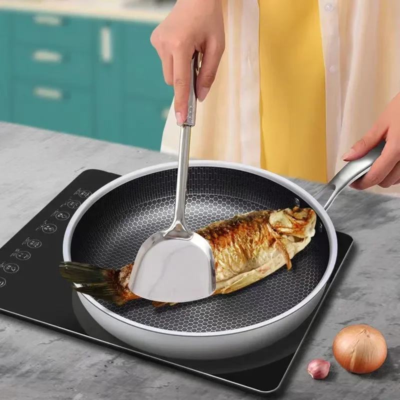 

Kitchen Quality Stainless Steel Frying Pan Nonstick Pan Cooking Fried Steak Pot Electromagnetic Furnace General