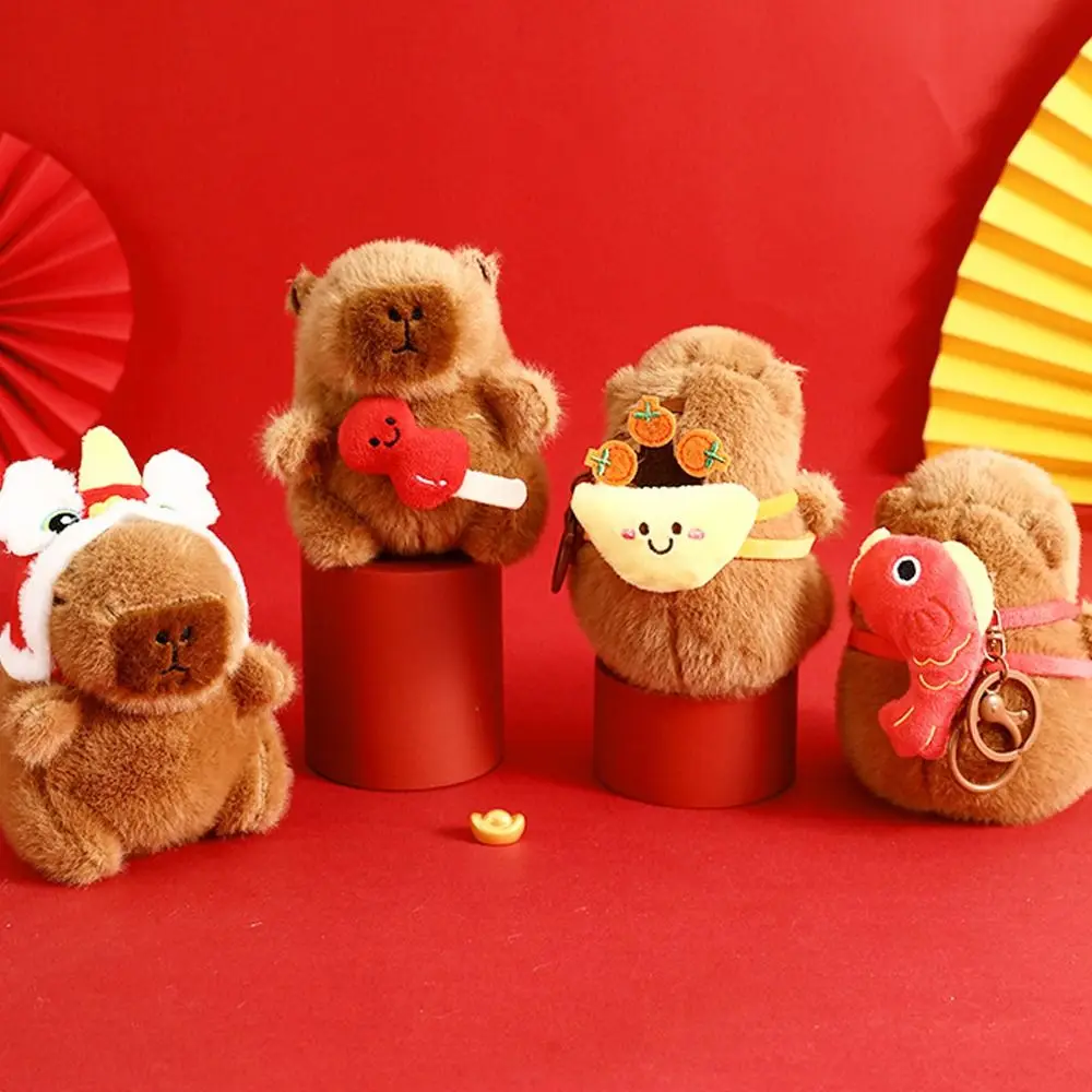 Pluszowa zawieszka na Nowy Rok w kształcie kapibary, pluszowa lalka, wisząca ozdoba, symulacja kapibary koi, breloczek do kluczy, kreskówkowa zawieszka do torby.