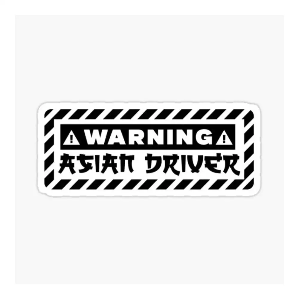 Warning Asian Driver Playful Joke Sticker Helmet Flask Cup Laptop Car Vehicle Window Bumper Decal