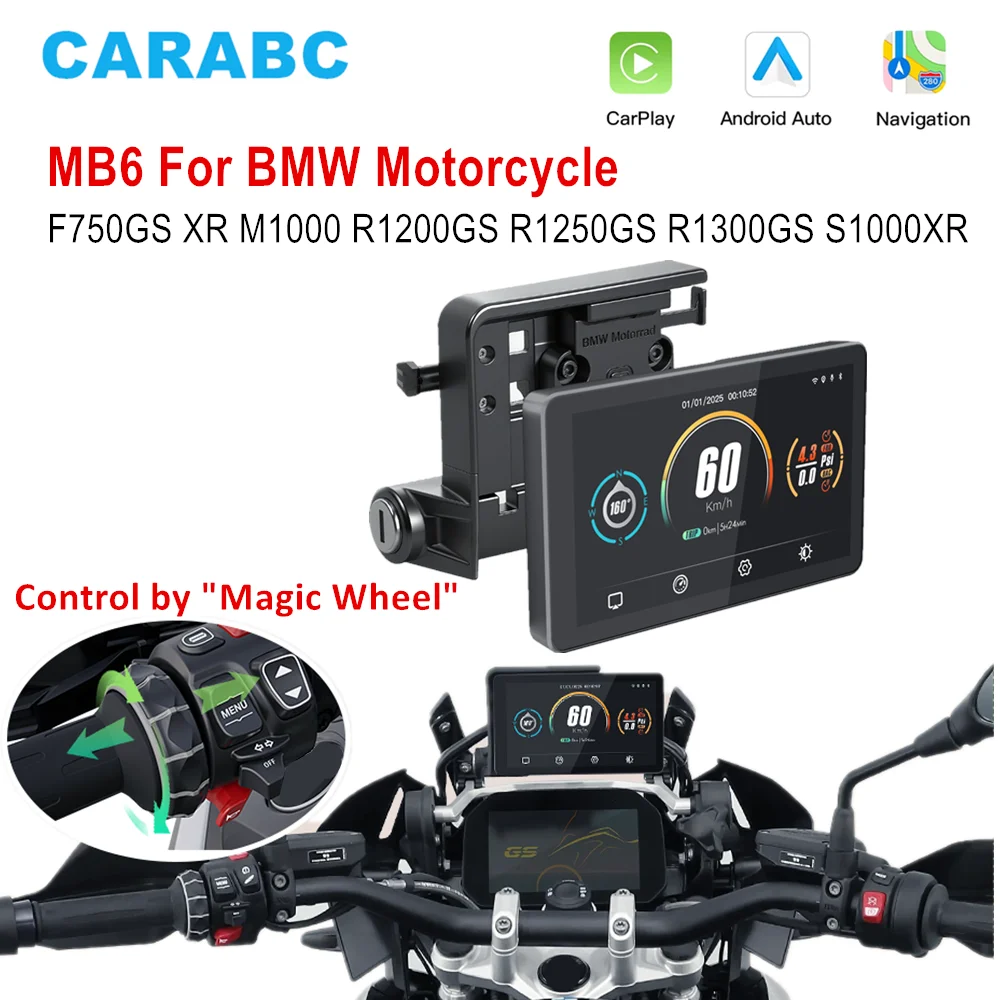 CARABC 6 "MB6 دراجة نارية الملاحة اللاسلكية Carplay أندرويد السيارات لسيارات BMW F750GS XR M1000 R1200GS R1250GS R1300GS S1000XR