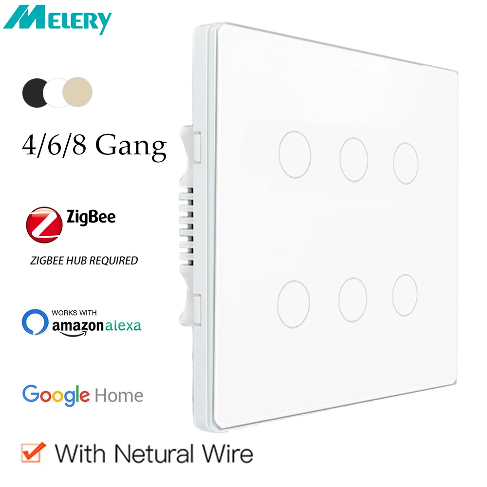 

Shawader Tuya Zigbee Smart Brazil Light Switch 4x4 Повторитель сигнала Сенсорный датчик 4/6/8 Точечный контроллер Пульт дистанционного управления Alexa Google Home