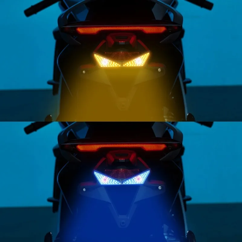 Motorcycle LED Flash Brake Light Dual Color Flashing License Plate Light Turn Signal Tail Light Decoration Motorcycle Light 12V