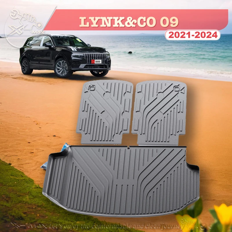 

For LYNK&CO EM-P 09 2021-2024 Custom Fit Car Trunk Mat All Season Black Cargo Mat 3D Shaped Laser Measured Trunk Liners