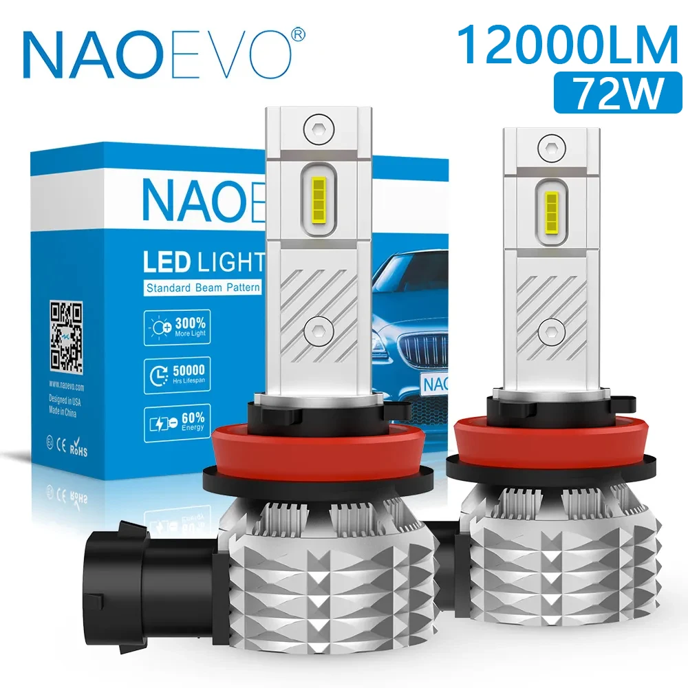 

Светодиодная лампа NAOEVO H11 LED, фары LED H7, светодиодные противотуманные фары H4 HB3 9005 HB4 9006 H8 H9 6500K, дневные ходовые огни ДХО для автомобилей, автомобильная лампа 12В светодиодная фара 12В