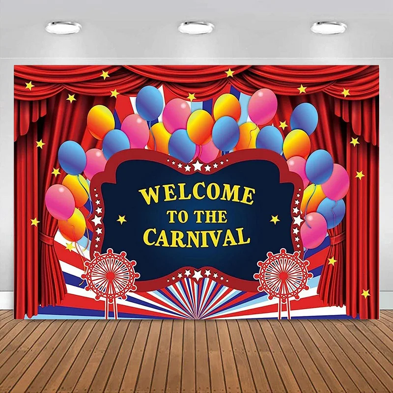 Circus Welcome to The Carnival Theme Backdrop for Photography Background Kids Birthday Party Baby Shower Decorations Banner prop