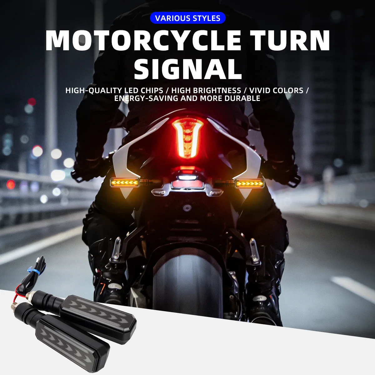 2pcs LED Motorcycle Turn Signal Light Universal DRL Led Daytime Running Lamp Dual Color Flowing Flashing Indicator Light