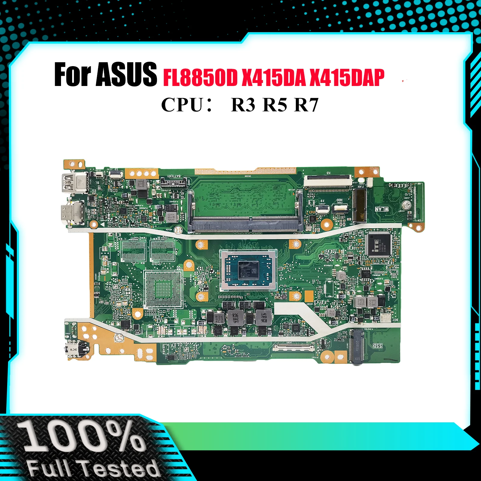 

X415DA Материнская плата для ноутбука ASUS VivoBook X415DAP X415DA FL8850D X415D Материнская плата для ноутбука с процессором R3 R5 R7 100% tests OK stk
