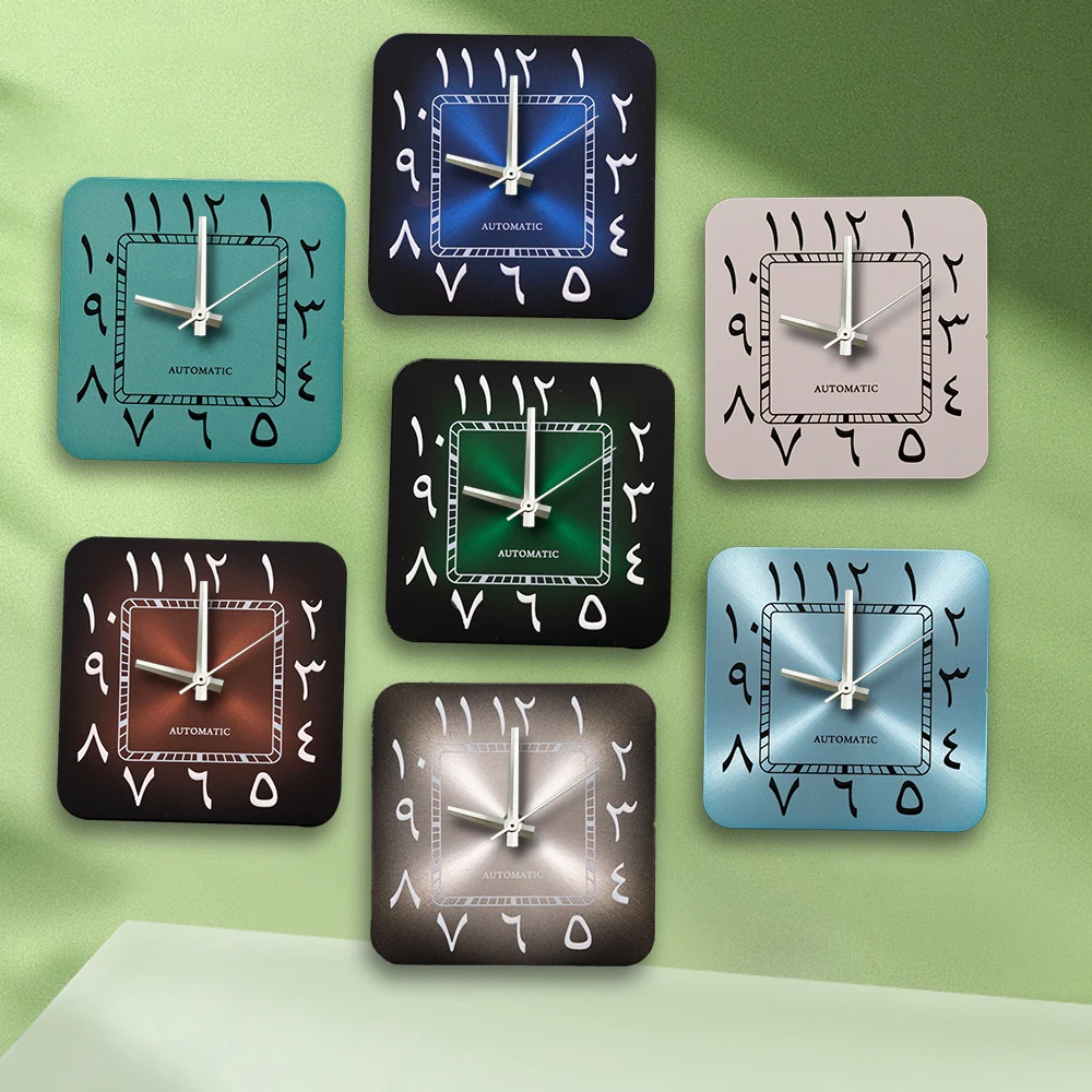 Quadrante arabo quadrato con logo S da 27 mm, quadrante bianco, senza lancette, adatto per accessori per la modifica dell'orologio con movimento NH35 NH36