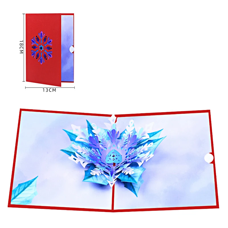 

3D Snowflake Pop Up Christmas Card with Envelope Leaf Message Card Holiday Santa Snow Party Invitation Greeting X'mas Gift