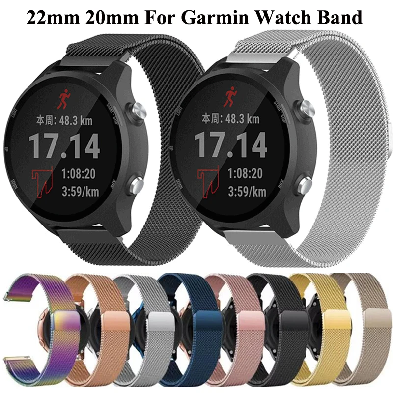 22mm 20mm Milanese Loop Für Garmin Vivoactive 3 4 5 6 Strap Für Garmin Forerunner 970 570 S70 42mm 965 745 255 265 245 645 Musik