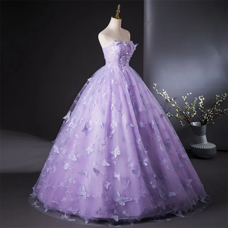 Luxe strapless quinceanerajurk zoete kanten baljurk aangepaste kleur voor meisjes 2026 nieuwe feestjurk
