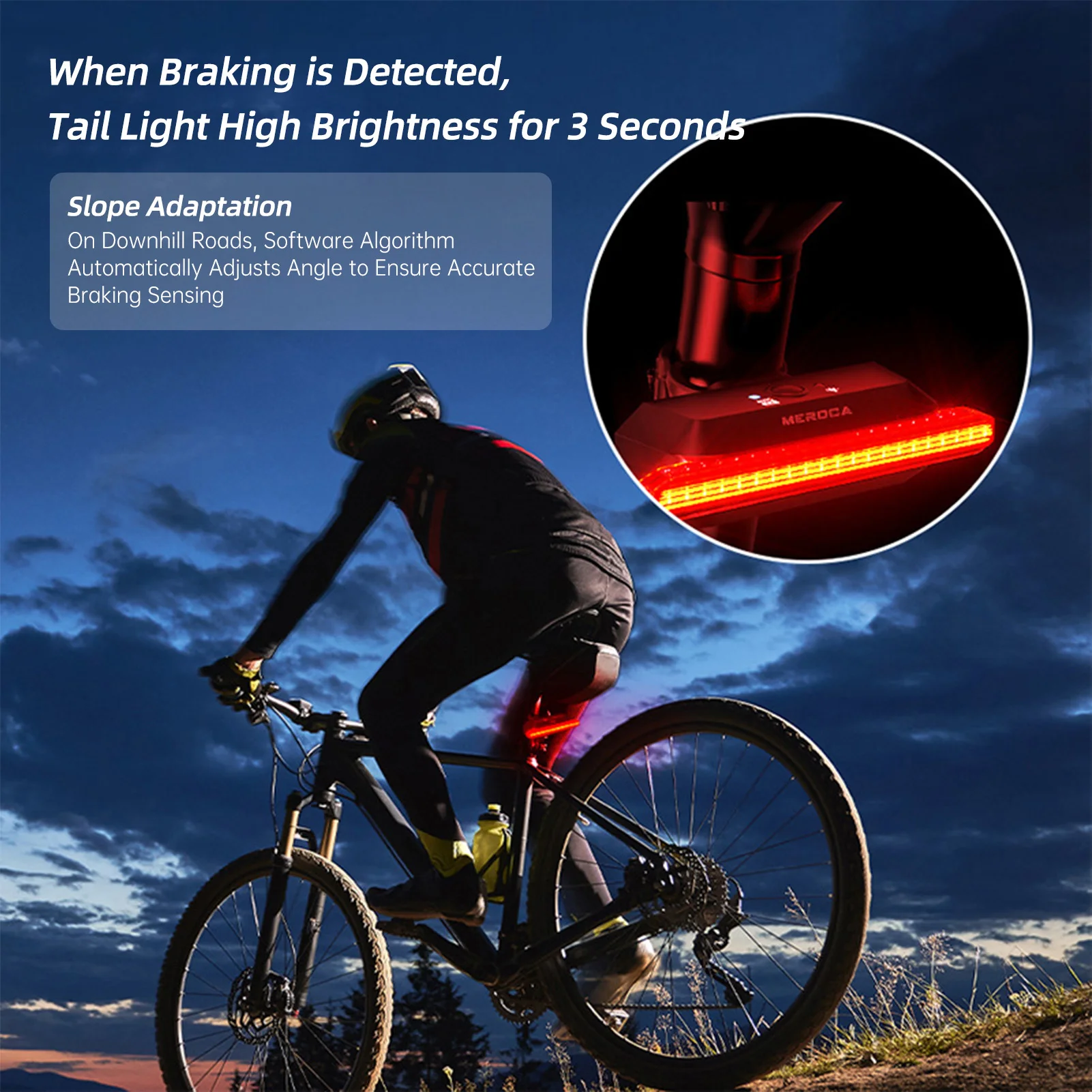 

Bike Tail Light Rechargeable Intelligent LED Light for Night Riding with 6 Modes and IPX5 Waterproof COB Bike Lights