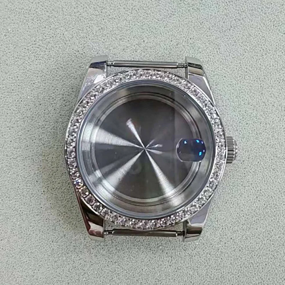 Cassa per orologio 36MM/39MM Cassa in vetro zaffiro con diamanti in acciaio inossidabile per accessori per orologi con movimento NH35 NH36