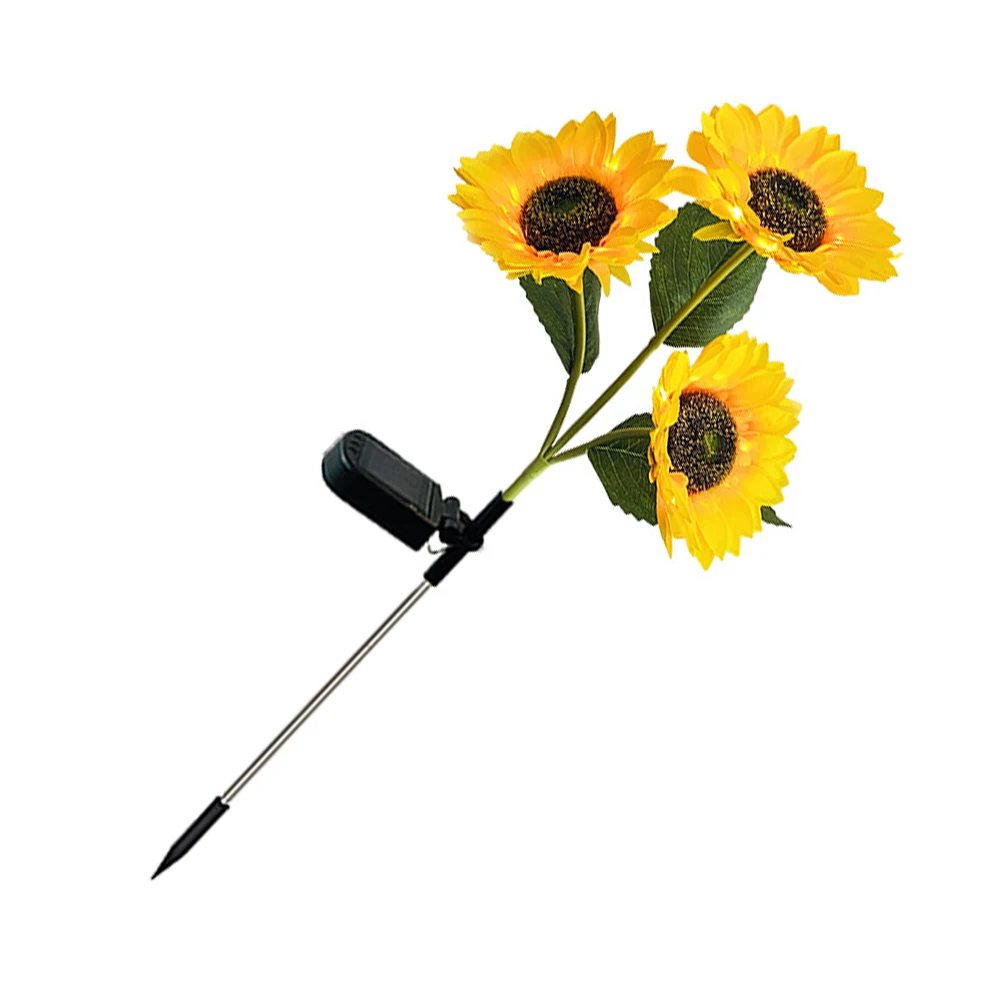 

Three Headed Sunflower Solar Light ABS Stainless Steel Copper Fabric Energy Saving Decorative Landscape Lighting Courtyard Lawn