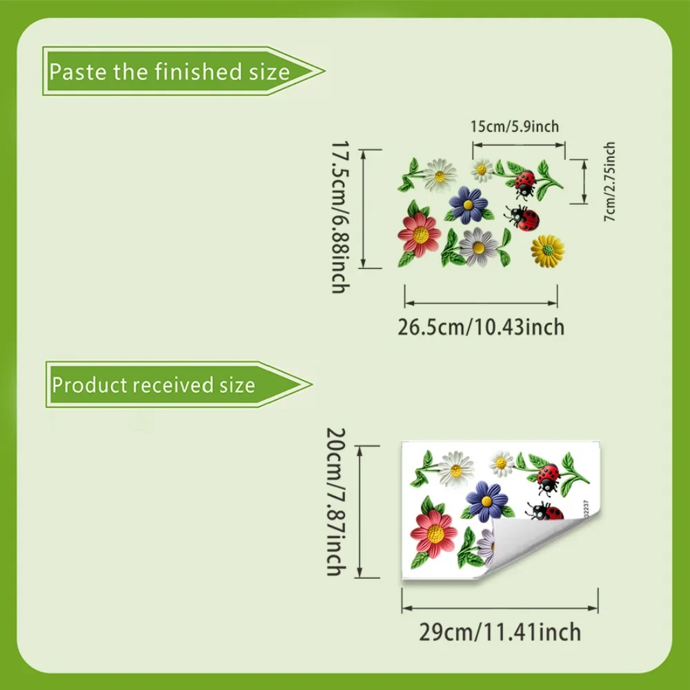 3D Flower Ladybug Refrigerator Magnet Cartoon Kitchen Office Decor Self Adhesive Removable Backing for Fridge Locker Whiteboard view 6