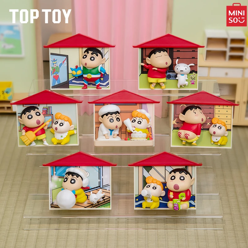 MINISO Blind Box TOP TOY Crayon Shin-chan Nohara Home Series Blind Box Cute Refrigerator Magnet Children's Toy Birthday Gift