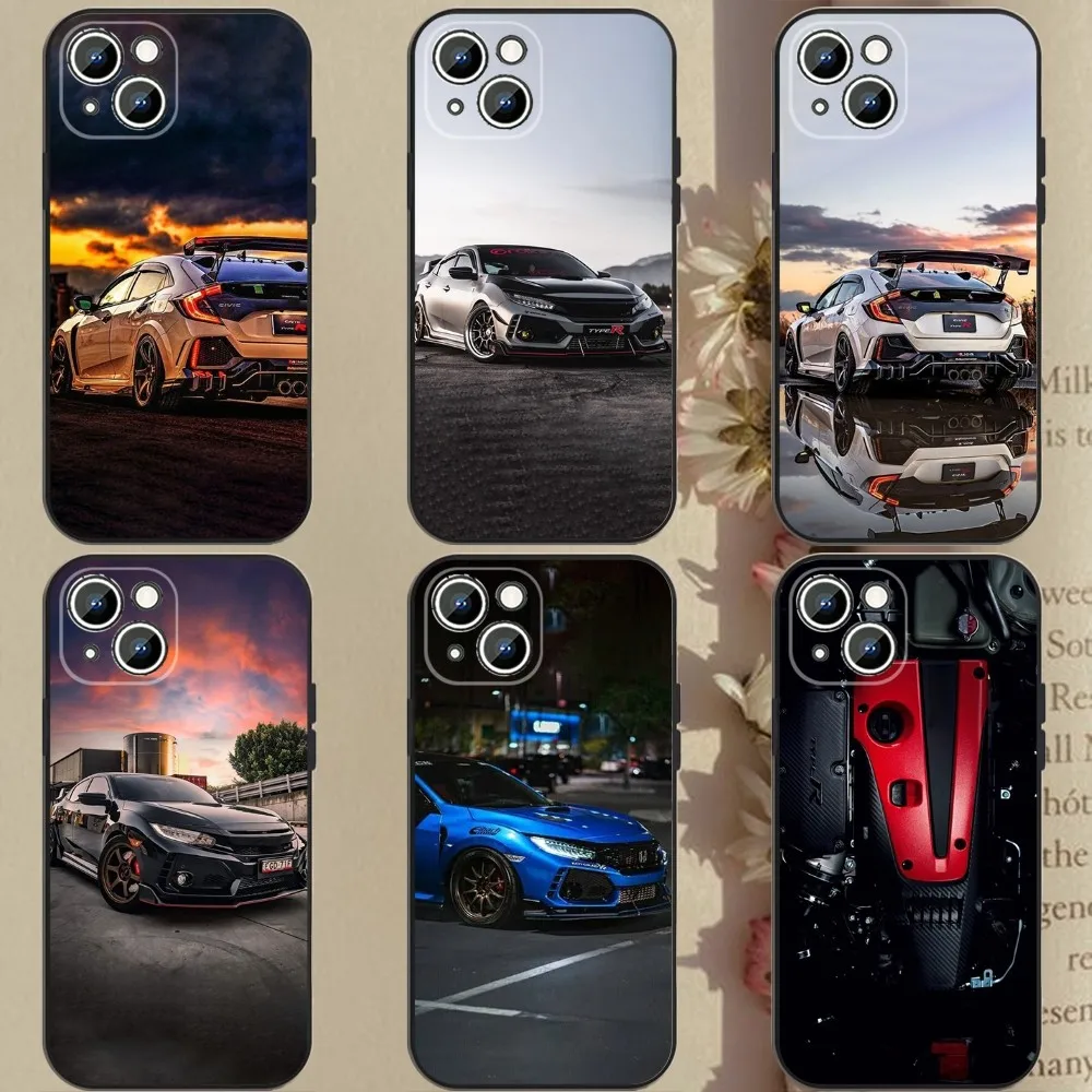 T-Type R C-Civic Sport Car  Phone Case For Apple iPhone 15,14,13,12,11,XS,XR,X,8,7,Pro,Max,Plus,mini Silicone Black Cover