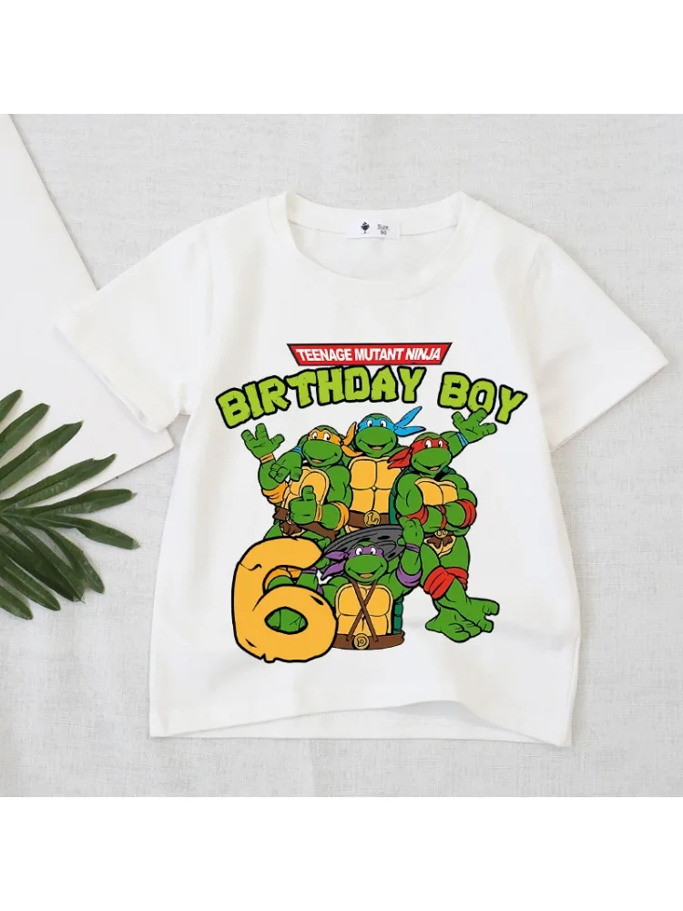 T-shirt en coton Teenage Mutant Ninja Turtles, hauts de dessin animé, vêtements d'été pour tout-petits, Kawaii, cool, cadeau d'anniversaire pour bébés et enfants