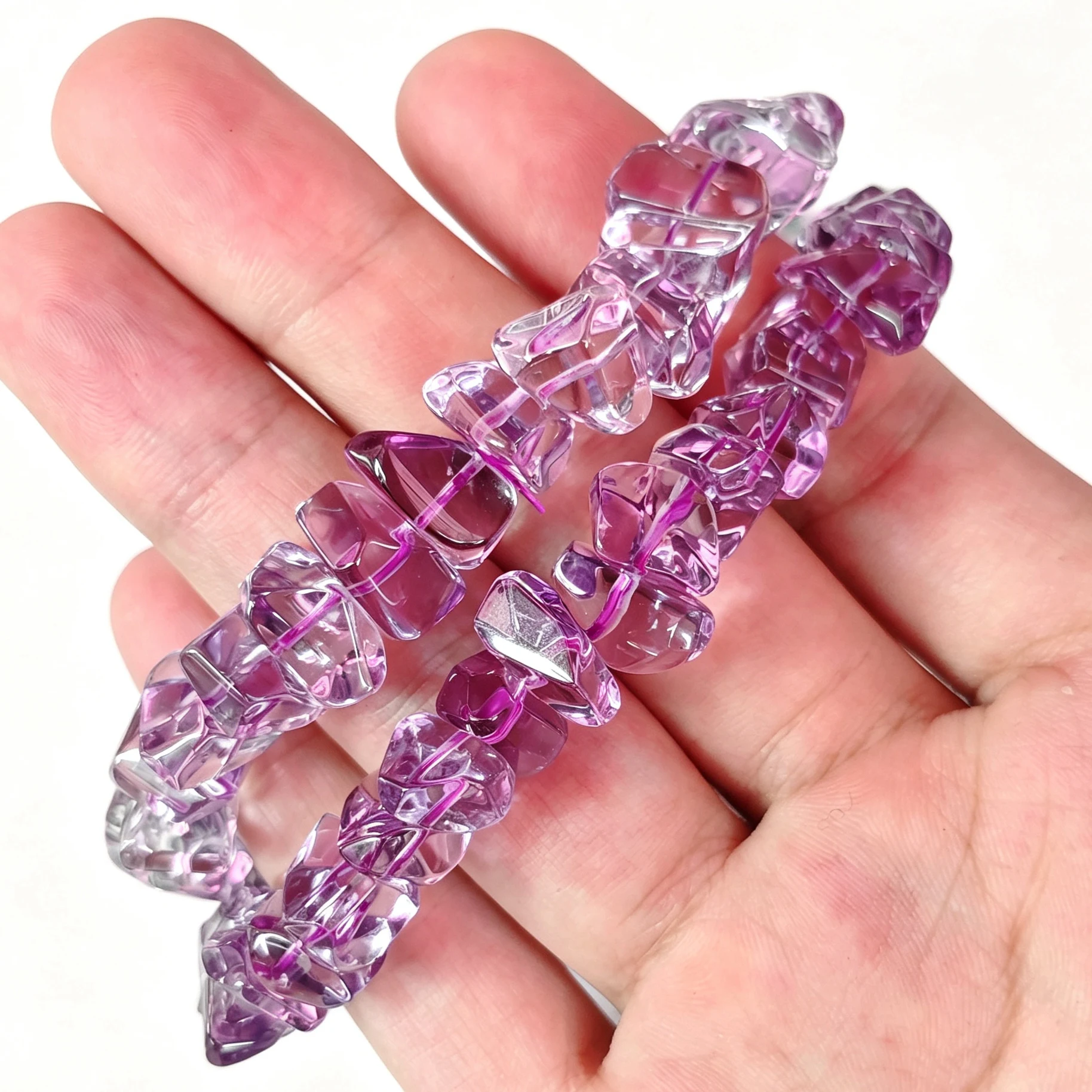 Natural Amethyst Chip Bracelet 8-12mm Clear Purple Gemstone Strand Freeform Nugget Stretch Crystal Wristband Jewelry Women Gift