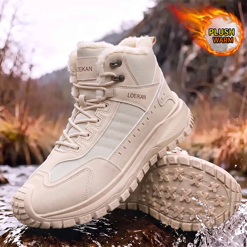 LOEIKAN Herren High-Top-Arbeitsstiefel mit drehbarer Schnalle, breiter Zehenbox, Freizeitschuhe, modische Jagd- und Trekkingschuhe für den täglichen Gebrauch – Detail 11