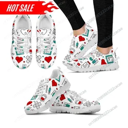 Spring Autumn Soft Warm Flats Shoes Hospital Medical Nurse Printed Women Casual Sneakers Lace Up Footwear Zapatillas Custom Made