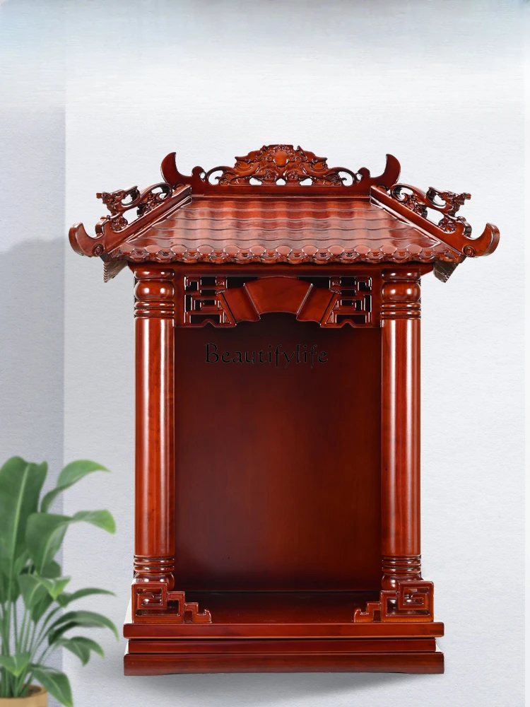 

Solid Wood Buddha Shrine Home Wall-Mounted God of Wealth Worship Table Shrine Worship Table Guanyin Supply Position