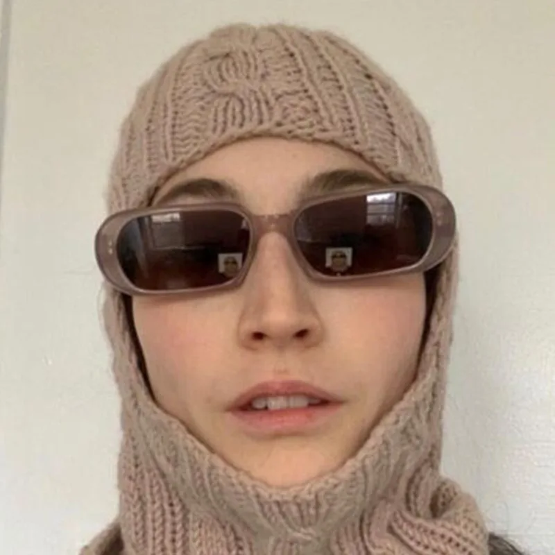 Ovale Sonnenbrille im Vintage-Stil für Damen, Retro Runder Rahmen, Weiße Herren-Sonnenbrille, Schwarze Hip-Hop-Brille, Klare Gläser UV400