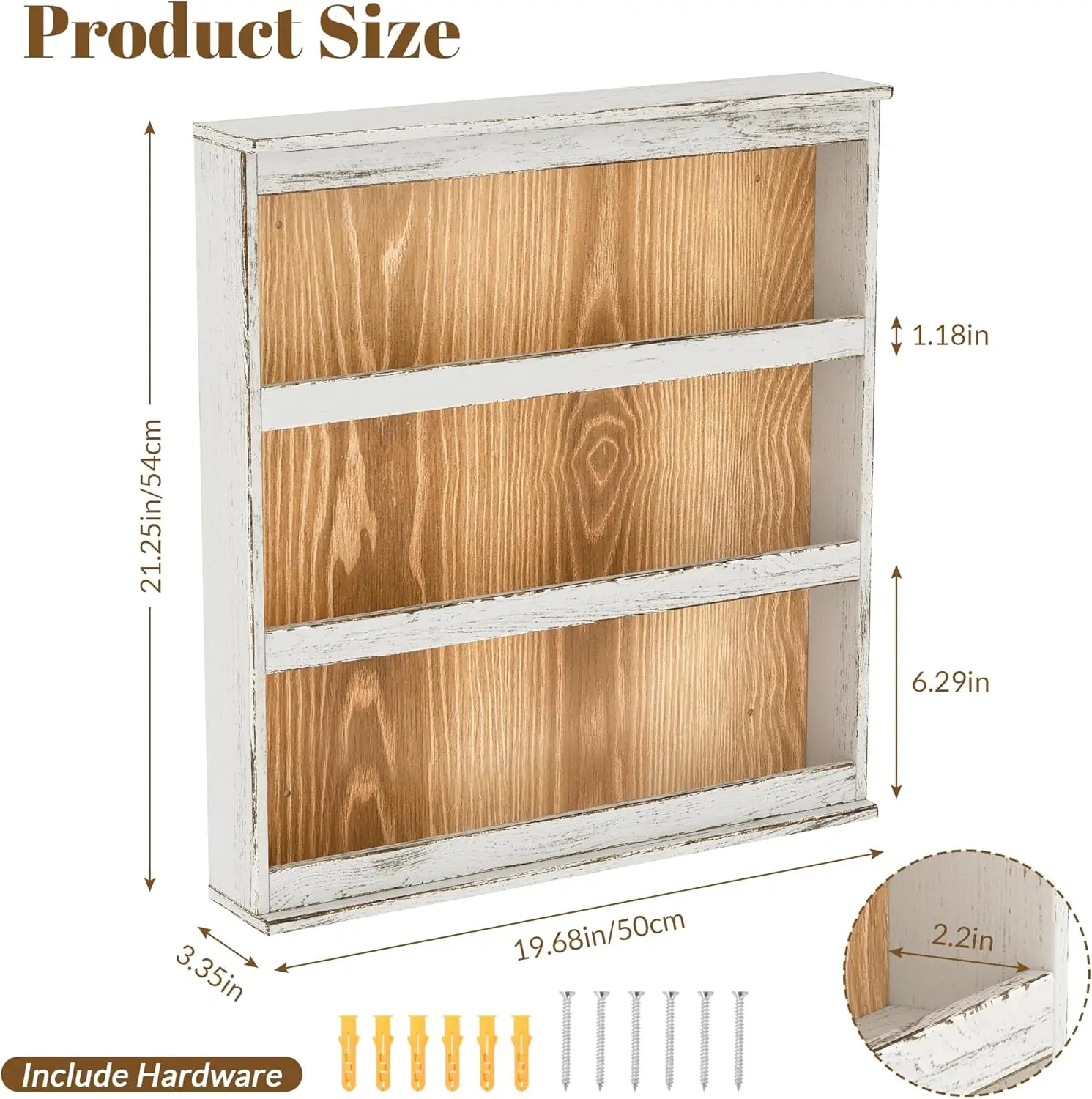 

3 Tier Spice Rack Wall Mount, Rustic Burnt Wood Wall Hanging Spice Rack Kitchen Spice Storage Shelf for Seasoning Jars·Hot Sale