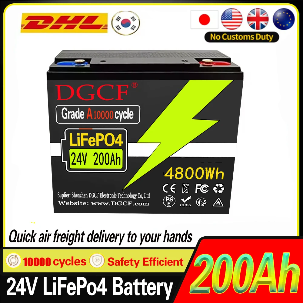 

DGCF 24V 100Ah 2560Wh Lithium LiFePO4 Battery with 100A BMS Perfect for RV,Golf Cart,Solar Power System,Trolling Motor