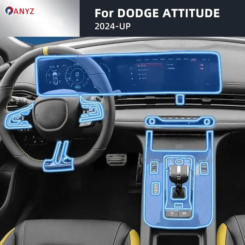 Para Dodge Attitude 2024 2025 consola central Interior de coche película protectora transparente de TPU película de reparación antiarañazos pegatina de reajuste