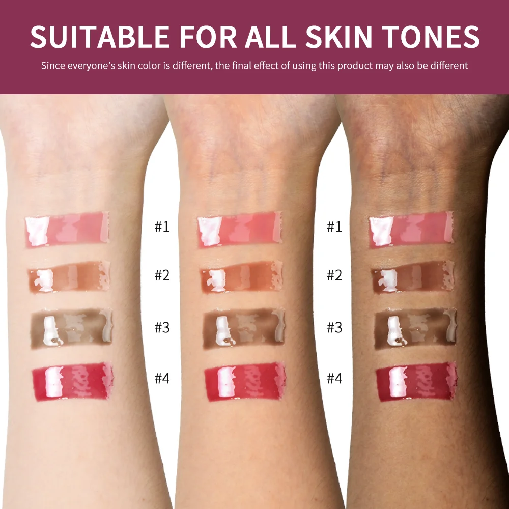 Getinte lippenbalsemset - 4-delige peptide hydraterende lippenbalsem, gelei lippenbalsem, Valentijnsdag lipmake-up cadeau voor vrouwen