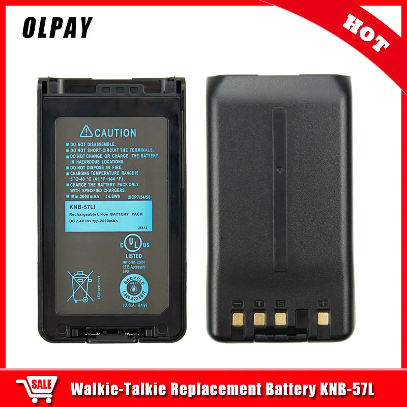 

Replacement for KNB-57L Battery Compatible with KNB-35L KNB-24L KNB-55L KNB-56N Tow Way Radio Parts 2000mAh 7.4V Li-ion Battery