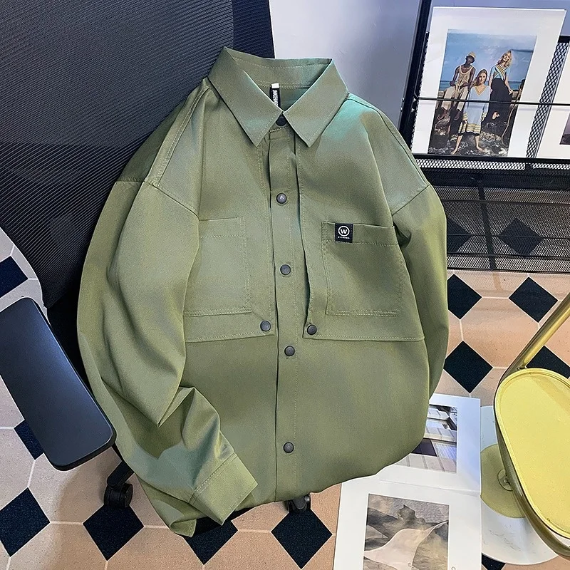 

Summer Large Size 250 Pounds Men's Long Sleeve Shirt Casual Loose Patchwork Outerwear Polyester Spring Fashion Trend