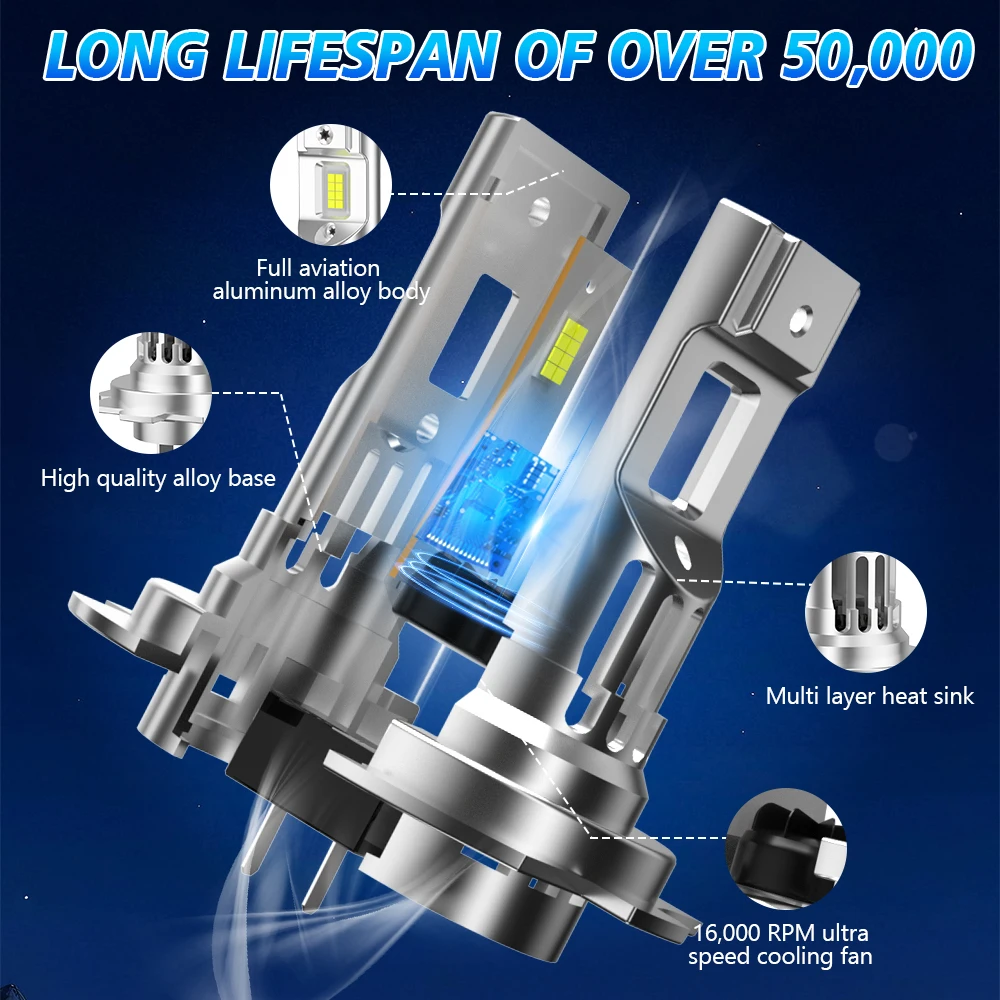 2/4Pcs 50000LM LED Headlight Bulbs CANBUS Car Lamp Turbo For Skoda Octavia 2006 2007 2008 2009 2010 2011