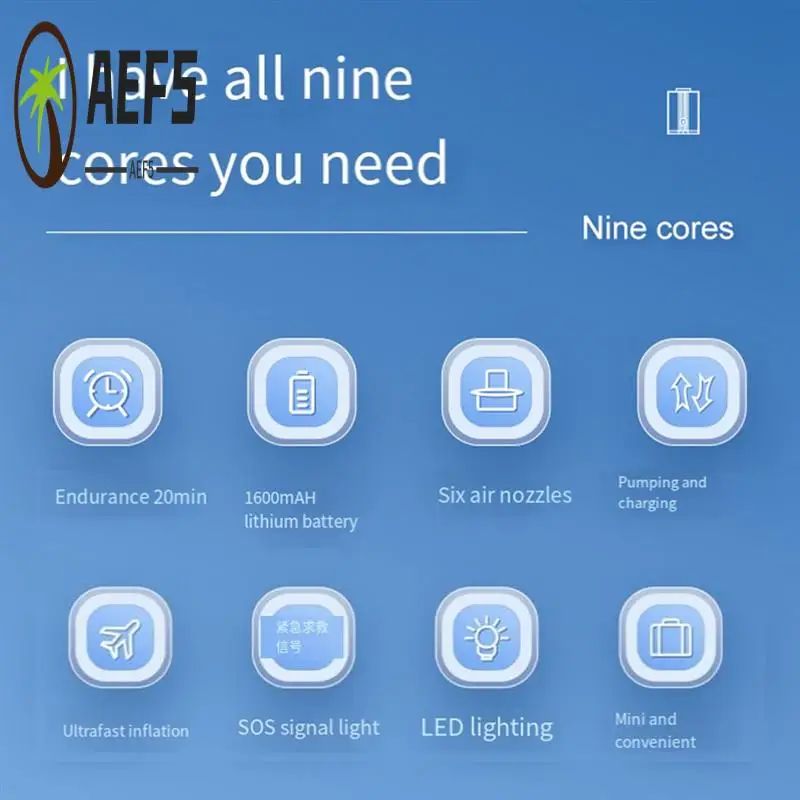 

AEF5-Outdoor Air Pump Outdoor Portable Electric Inflator Black ABS For Mattress Mat Camping