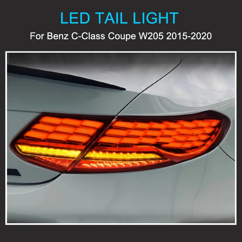 1 Pair LED Tail Light Assembly for BENZ C Coupe W205 2015-2020 Tail Lamp Plug and Play with LED Dynamic Turning  Rear Taillights