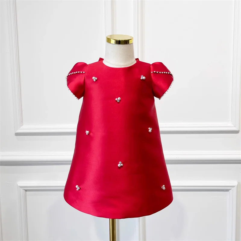 

Атласный бант принцессы с кристаллами и жемчугом, платья с цветочным узором для девочек, платья для первого причастия, подарок на день рождения, Рождественский подарок, свадьба, день рождения