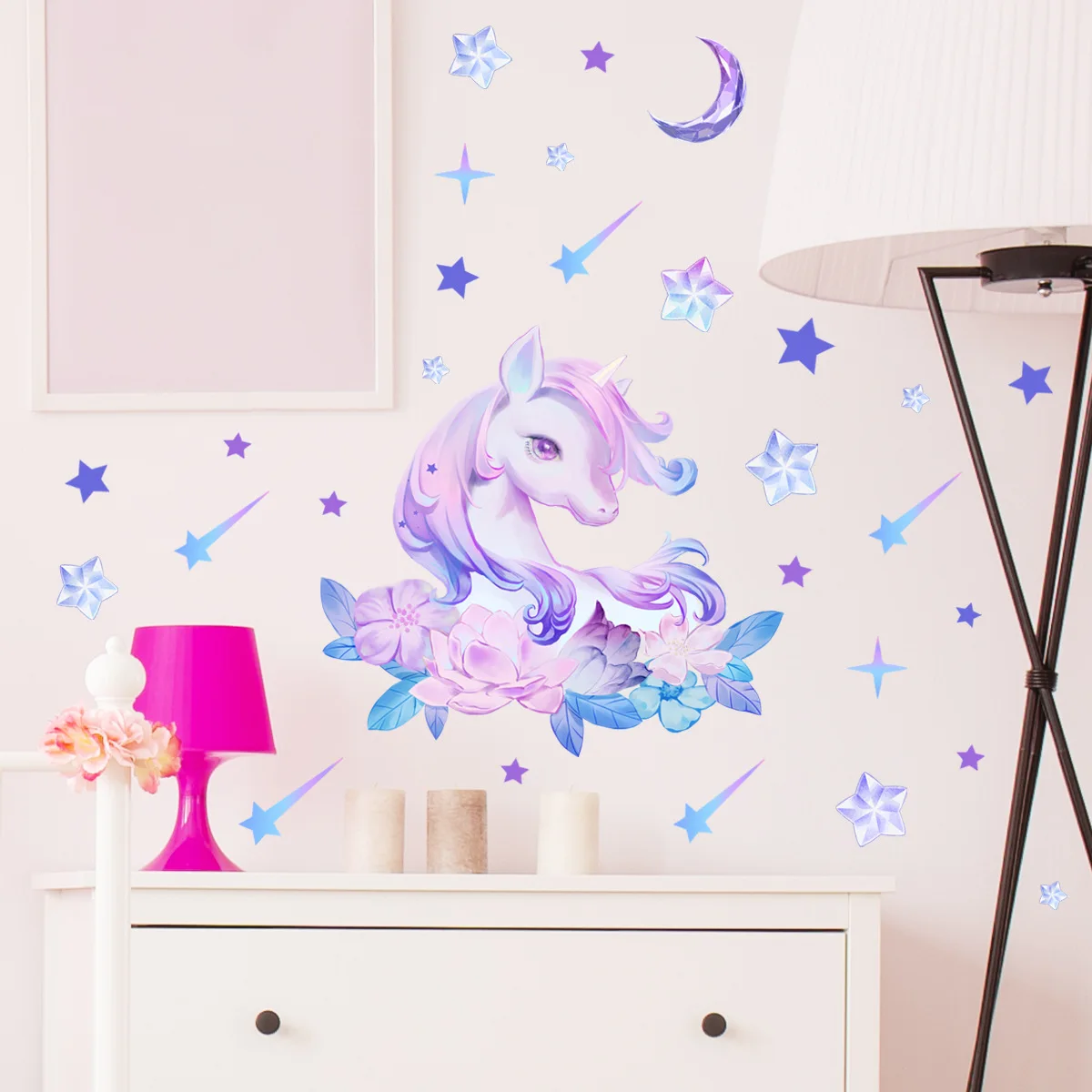 28*38cm Unicorn Moon Star Wall Stickers Luminous Stickers Living Room Bedroom   Home Decorative Wall Stickers Wallpaper Ycg2028