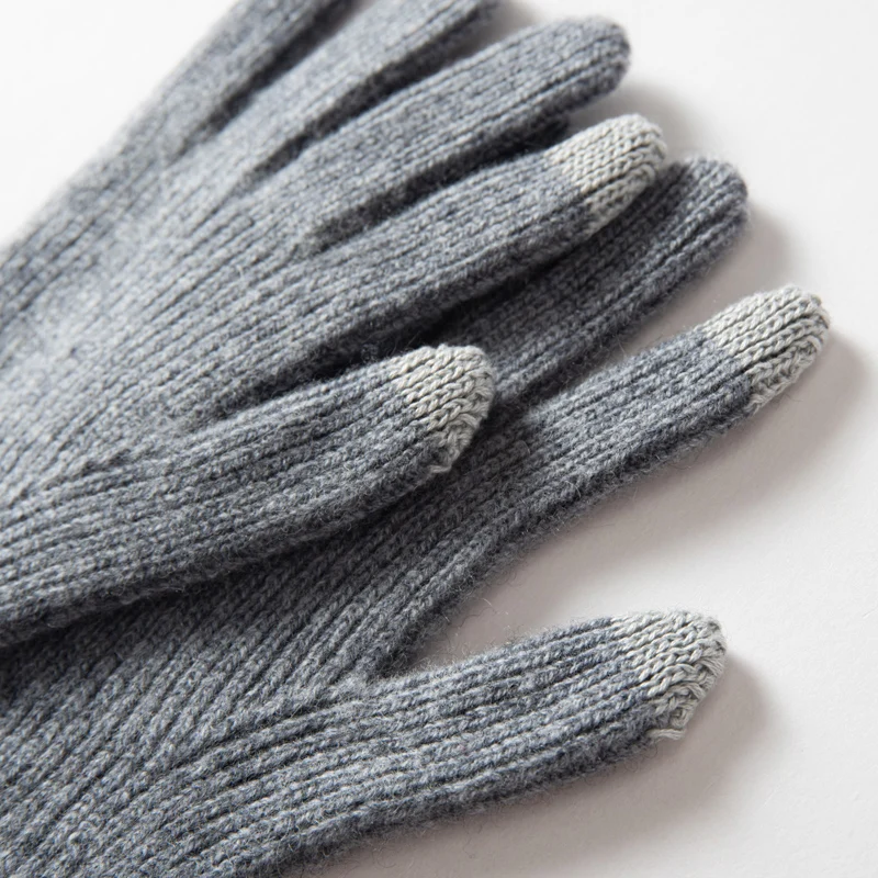 MERRILAMB Herbst Winter Handschuhe Frauen Hohe Qualität Kaschmir Stricken Weiche Warme Touchscreen Fäustlinge Stretch Solide Volle Finger Guantes – Detail 15