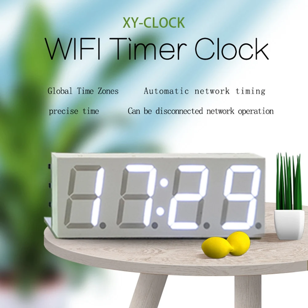 Módulo de reloj de servicio de tiempo Wifi, reloj automático, reloj electrónico Digital DIY, servicio de hora de red inalámbrica, blanco