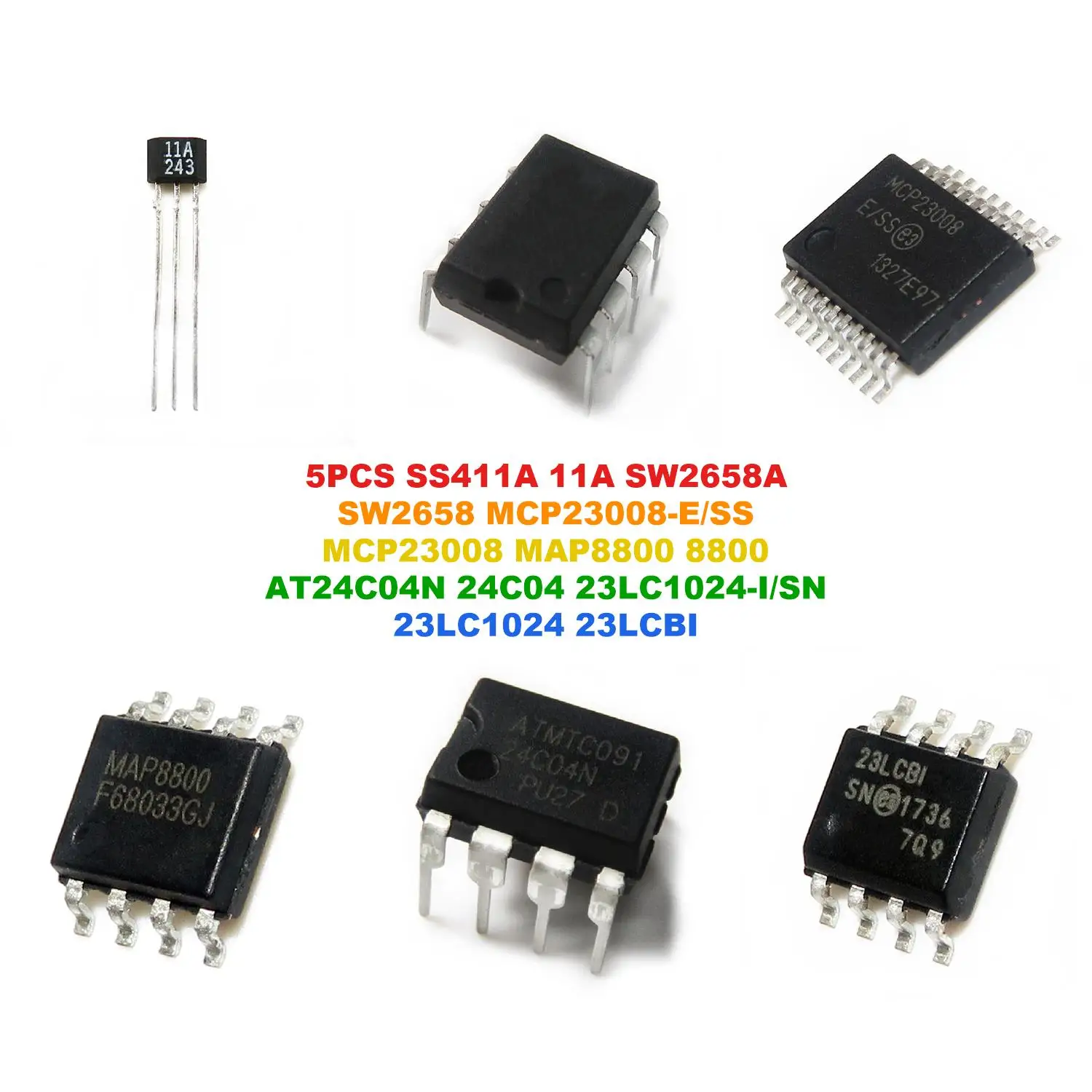 SS411A 11A SW2658A SW2658 MCP23008-E/SS MCP23008 MAP8800 8800 AT24C04N 24C04 23LC1024-I/SN 23LC1024 23LCBI