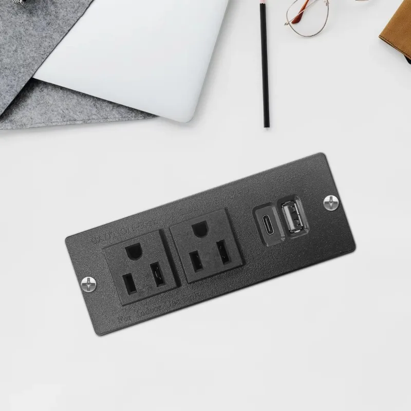 

Conference embedded power socket socket with 2 AC plugs 2 USB ports Desktop power strip