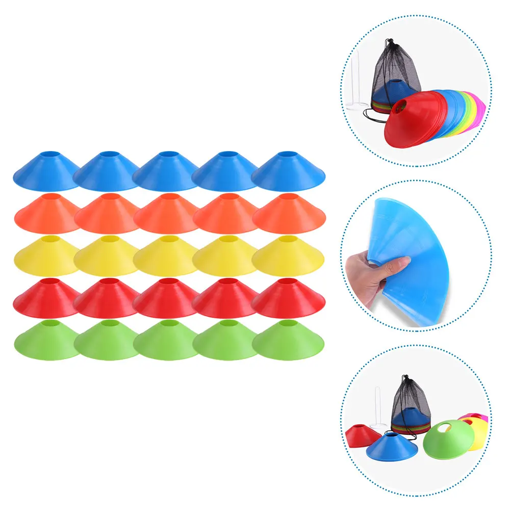 

25Pcs Soccer Training Cones Pe Premium Material Football Agility Discs Outdoor Sports Equipment Cones Sports Round Soccer Cone